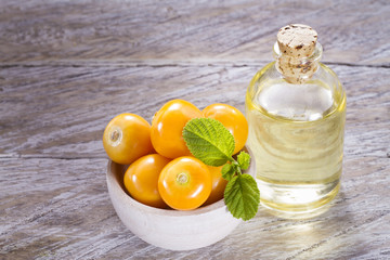 fruit of cape gooseberry, uvilla on wooden background