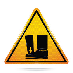 Vector and illustration graphic style,Crushing Of Toes Foot Hazard symbols,Yellow triangle Warning Dangerous icon on white background,Attracting attention Security First sign,for presentation,EPS10.