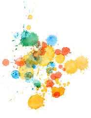 colorful retro vintage abstract watercolour aquarelle art hand paint on white background. painting with paint blots