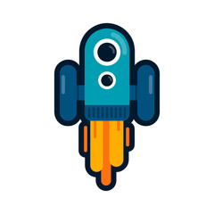 cartoon rocket Illustration vector with stroke