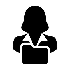 Woman Folder Icon Vector With Person Personal Folder of User Profile Information Avatar in Glyph Pictogram illustration