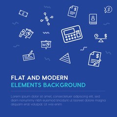 business, money outline vector icons and elements background concept on blue background...Multipurpose use on websites, presentations, brochures and more