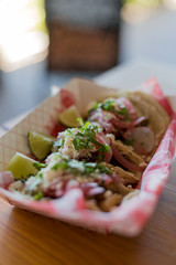 fish tacos with pickled onions and queso fresco