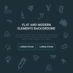 health, sports outline vector icons and elements background concept on dark background...Multipurpose use on websites, presentations, brochures and more..