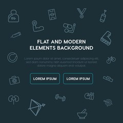 health, sports outline vector icons and elements background concept on dark background...Multipurpose use on websites, presentations, brochures and more..