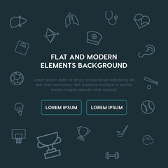 health, sports outline vector icons and elements background concept on dark background...Multipurpose use on websites, presentations, brochures and more..