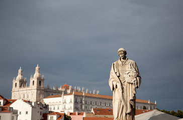 Vasco da Gama monument - Lisbon, Portugal - copy space.