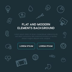 health, sports outline vector icons and elements background concept on dark background...Multipurpose use on websites, presentations, brochures and more..