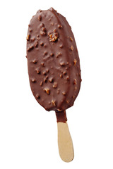 Chocolate Eskimo. Ice cream on stick isolated on white background
