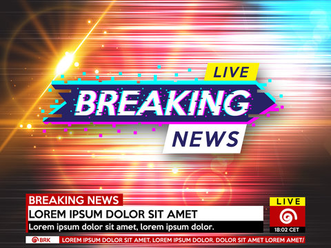 Background screen saver on breaking news. Breaking news live on glitch background. Vector illustration.