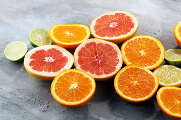 Citrus fruits with orange, lemon, grapefruit and lime