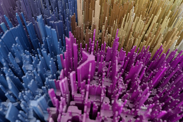 Obraz premium 3d background abstract skyscrapers city with depth of field. 3d rendering.