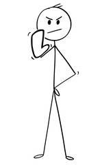 Cartoon stick man drawing conceptual illustration of businessman indicating stop or halt gesture.