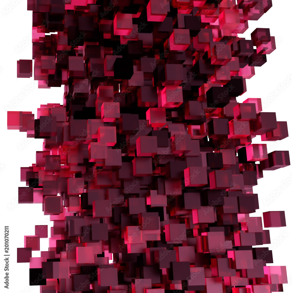 Poster 3d background glass cubes of different height. 3d rendering.