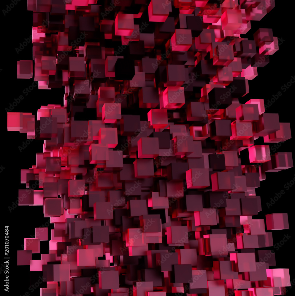 Aufkleber 3d background glass cubes of different height. 3d rendering.