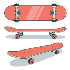 Foto op Aluminium Red skateboard from various angles - color vector illustration. © Agor2012