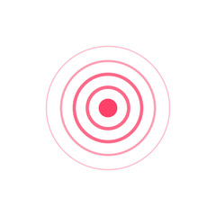 Pain icon vector symbol, ache medical sign isolated, circle red waves