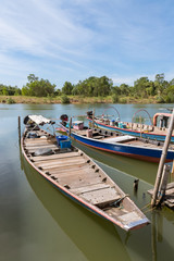 Traditional wooden boat in river at Chanthaburi, Thailand