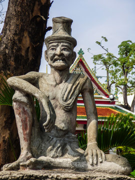 Bangkok, Thailand - Circa January 2018: Statue of Dr Shivago (Buddha's doctor) at famous Wat Pho (Buddhist Temple)