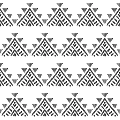 Behang Etnische stijl Etnisch naadloos patroon voor modern huisdecor. Stammen grafisch ontwerp. Getextureerde geometrische vorm in een schoon zwart-wit palet.