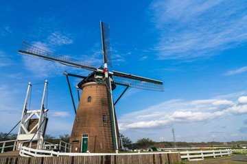 【千葉】佐倉ふるさと広場の風車とチューリップ