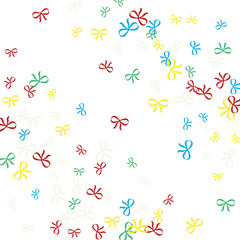 Festive Background with Colorful Bows. Delicate Pattern for Postcard, Print, Banner or Poster. Little Pretty Bows For Party Decoration, Wedding, Birthday or Anniversary Invitation. Vector