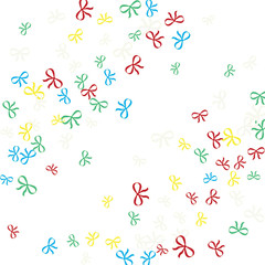 Festive Background with Colorful Bows. Delicate Pattern for Postcard, Print, Banner or Poster. Little Pretty Bows For Party Decoration, Wedding, Birthday or Anniversary Invitation. Vector