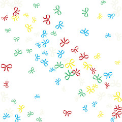 Festive Background with Colorful Bows. Delicate Pattern for Postcard, Print, Banner or Poster. Little Pretty Bows For Party Decoration, Wedding, Birthday or Anniversary Invitation. Vector