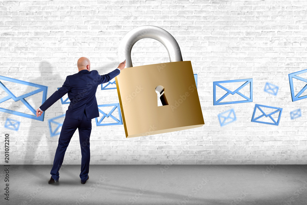 Poster padlock security connection isolated on a color background - 3d rendering