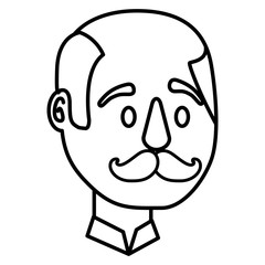 man bald with mustache comic character vector illustration design