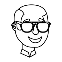 Obraz premium man bald with glasses comic character vector illustration design