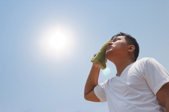 Young man and heat stroke.