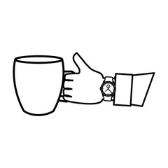 hand with coffee cup drink vector illustration design