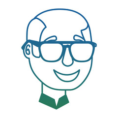 bald man character face with sunglasses vector illustration degraded color