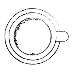 top view coffee cup on dish vector illustration sketch