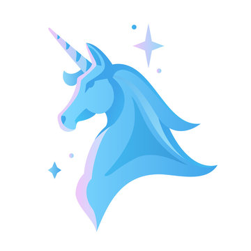 Unicorn head illustration. Vector logo of unicorn