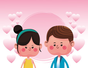 Cute couple in love cartoons vector illustration graphic design