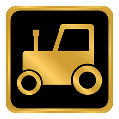 Tractor button on white.