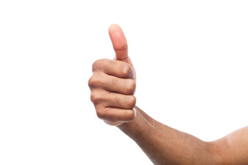 African-american hand making thumb up gesture