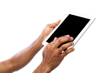 Holding and pointing on blank screen on tablet