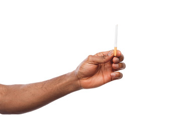 Black male hand holding a cigarette