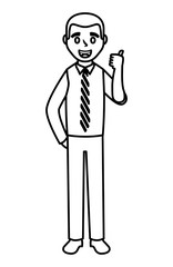 elegant businessman making ok sign avatar character vector illustration design