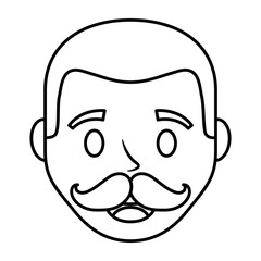 head young man with mustache avatar character vector illustration design