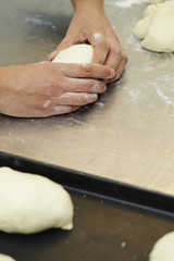Kneading bread dough 