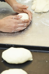 Kneading bread dough 