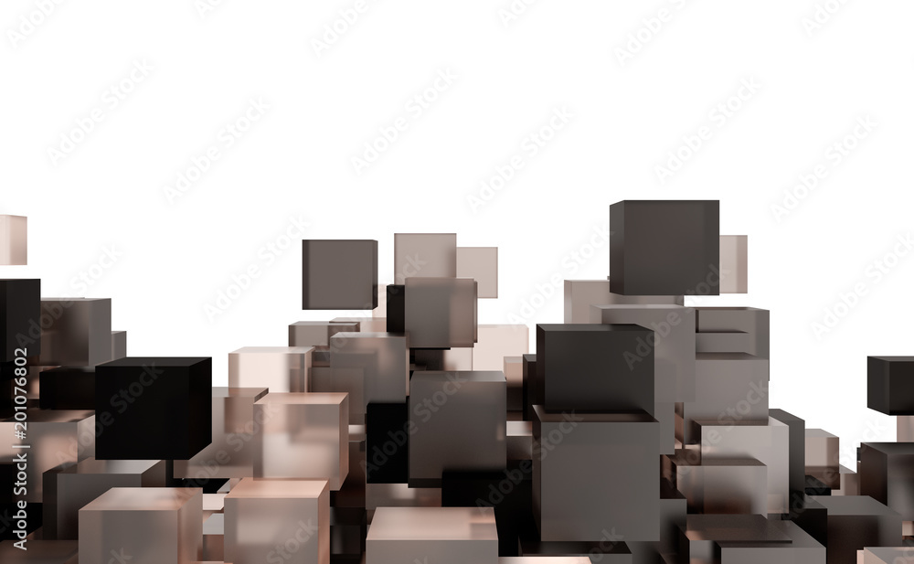 Poster 3d background glass cubes of different height. 3d rendering