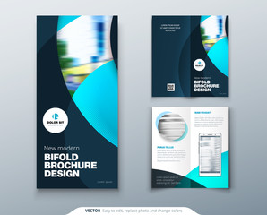 Bi fold brochure or flyer design with circle. Creative concept flyer or brochure.