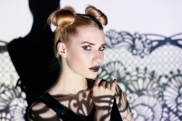 woman on colored background