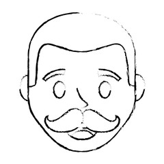 head young man with mustache avatar character vector illustration design