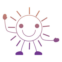 kawaii excited sun icon over white background, colorful design. vector illustration